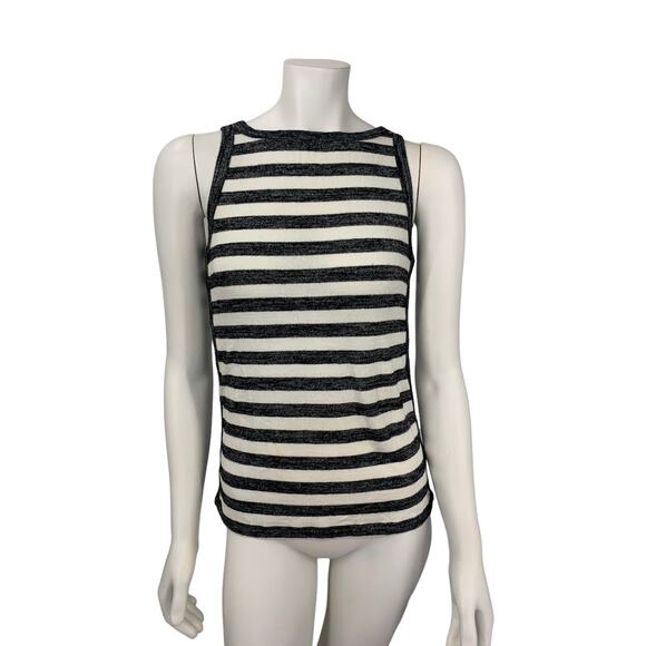 Gap gray white stripes sleeveless knit top XS - Picture 1 of 5
